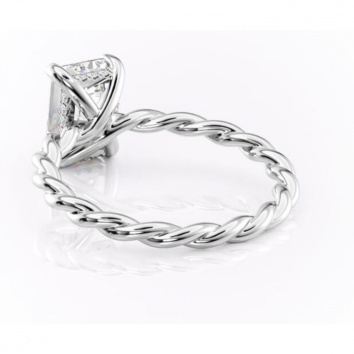 Inel de logodnă Anastasia din aur Alb 14kt cu moissanite tăietură smarald – Solitar rafinată pentru profil înalt | Personalizează și configurează gratuit online [4]