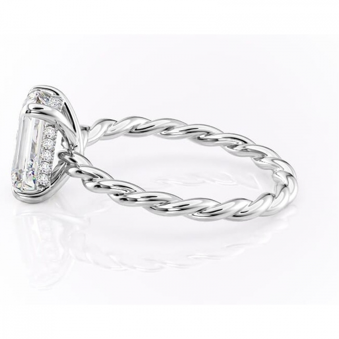 Inel de logodnă Anastasia din aur Alb 14kt cu moissanite tăietură smarald – Solitar rafinată pentru profil înalt | Personalizează și configurează gratuit online [6]