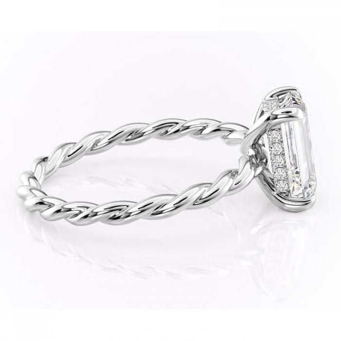 Inel de logodnă Anastasia din aur Alb 14kt cu moissanite tăietură smarald – Solitar rafinată pentru profil înalt | Personalizează și configurează gratuit online [2]