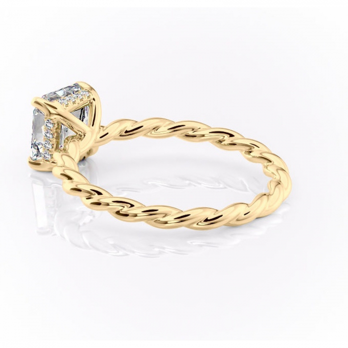 Inel de logodnă Anastasia din aur Galben 14kt cu moissanite tăietură asscher – Solitar rafinată pentru profil înalt | Personalizează și configurează gratuit online [5]