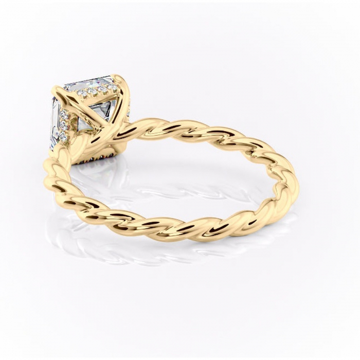 Inel de logodnă Anastasia din aur Galben 14kt cu moissanite tăietură asscher – Solitar rafinată pentru profil înalt | Personalizează și configurează gratuit online [4]