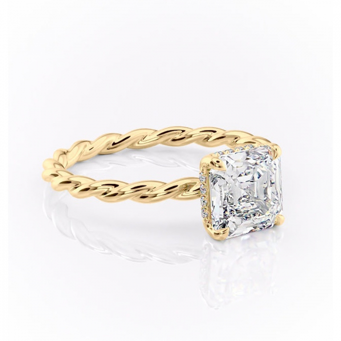 Inel de logodnă Anastasia din aur Galben 14kt cu moissanite tăietură asscher – Solitar rafinată pentru profil înalt | Personalizează și configurează gratuit online [1]
