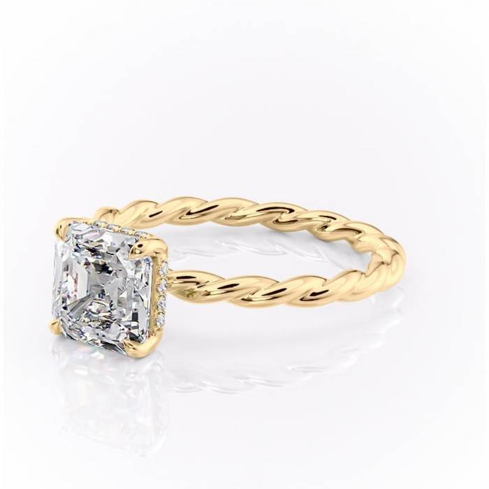 Inel de logodnă Anastasia din aur Galben 14kt cu moissanite tăietură asscher – Solitar rafinată pentru profil înalt | Personalizează și configurează gratuit online [7]