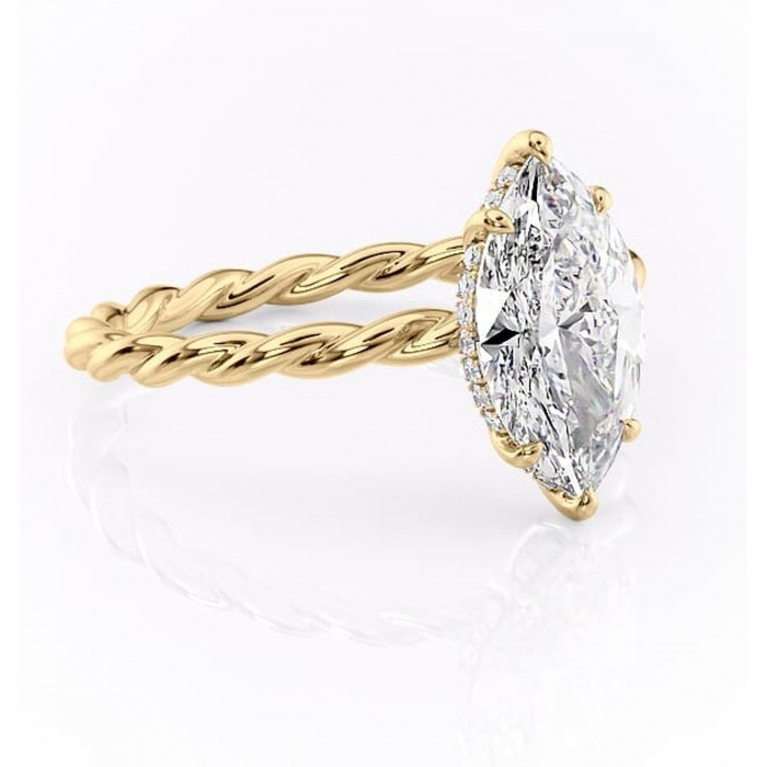 Inel de logodnă Anastasia din aur Galben 14kt cu moissanite tăietură marquise – Solitar rafinată pentru profil înalt | Personalizează și configurează gratuit online [1]