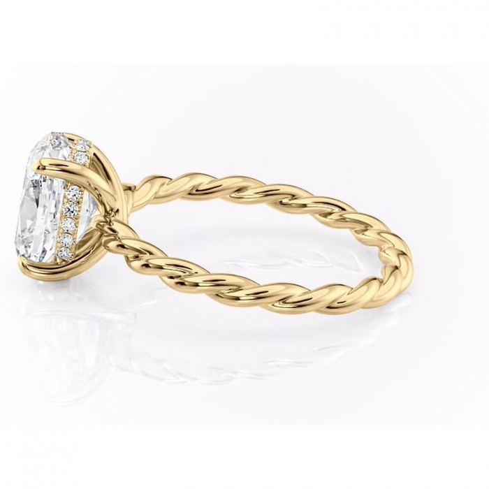 Inel de logodnă Anastasia din aur Galben 18kt cu moissanite tăietură ovală – Solitar rafinată pentru profil înalt | Personalizează și configurează gratuit online [6]