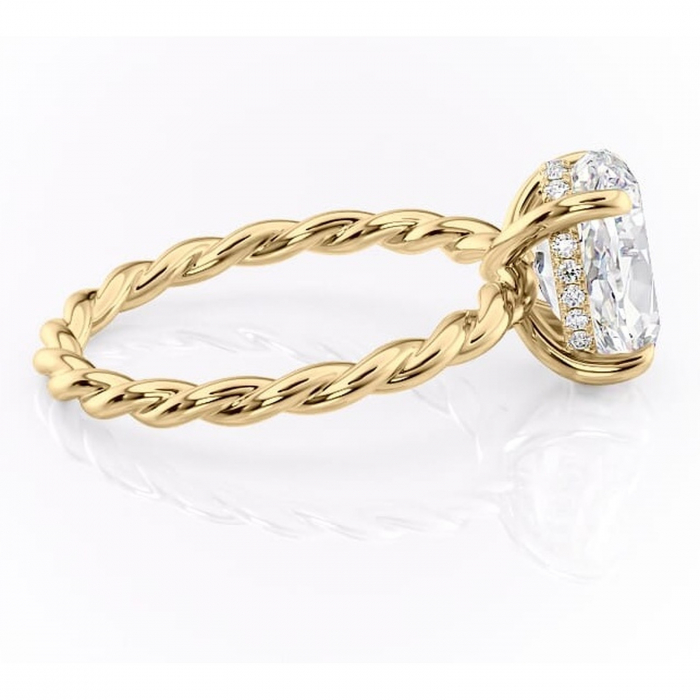 Inel de logodnă Anastasia din aur Galben 18kt cu moissanite tăietură ovală – Solitar rafinată pentru profil înalt | Personalizează și configurează gratuit online [2]
