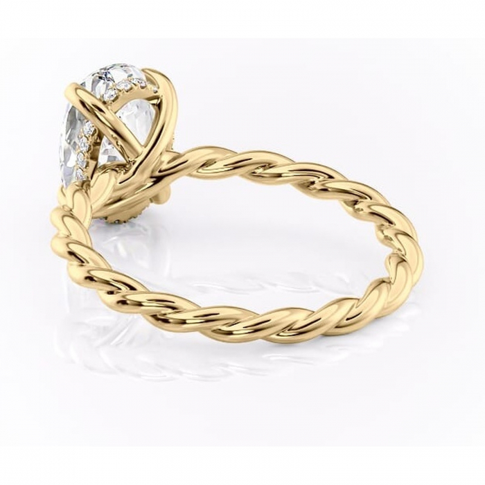 Inel de logodnă Anastasia din aur Galben 18kt cu moissanite tăietură ovală – Solitar rafinată pentru profil înalt | Personalizează și configurează gratuit online [4]
