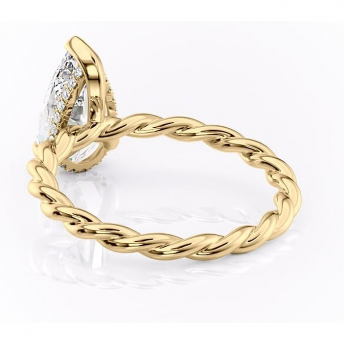 Inel de logodnă Anastasia din aur Galben 18kt cu moissanite tăietură pară – Solitar rafinată pentru profil înalt | Personalizează și configurează gratuit online [4]