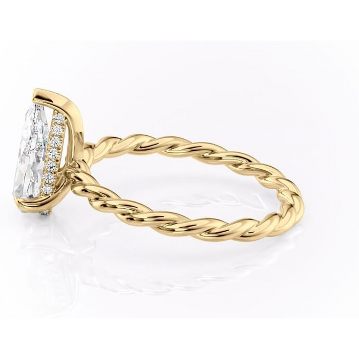 Inel de logodnă Anastasia din aur Galben 18kt cu moissanite tăietură pară – Solitar rafinată pentru profil înalt | Personalizează și configurează gratuit online [6]