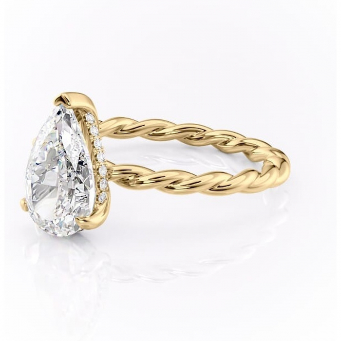Inel de logodnă Anastasia din aur Galben 18kt cu moissanite tăietură pară – Solitar rafinată pentru profil înalt | Personalizează și configurează gratuit online [7]