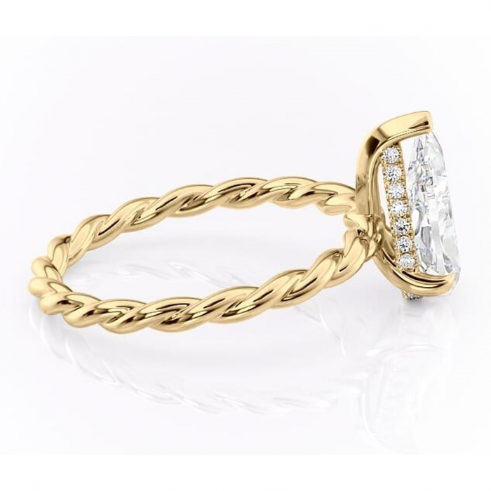 Inel de logodnă Anastasia din aur Galben 18kt cu moissanite tăietură pară – Solitar rafinată pentru profil înalt | Personalizează și configurează gratuit online [2]