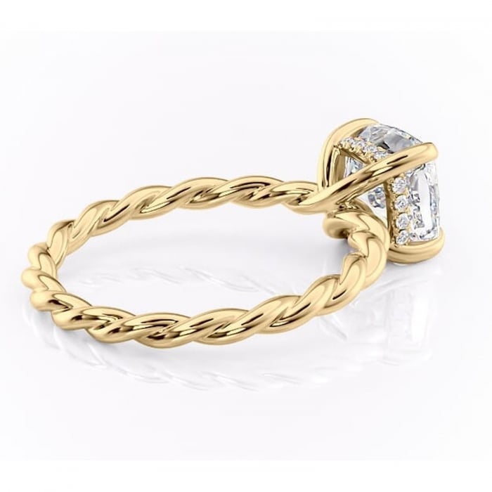 Inel de logodnă Anastasia din aur Galben 14kt cu moissanite tăietură pernă – Solitar rafinată pentru profil înalt | Personalizează și configurează gratuit online [3]