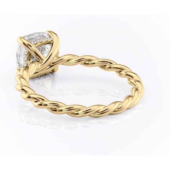 Inel de logodnă Anastasia din aur Galben 14kt cu moissanite tăietură pernă – Solitar rafinată pentru profil înalt | Personalizează și configurează gratuit online [4]
