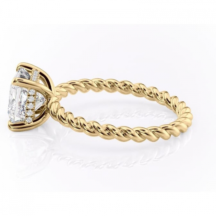 Inel de logodnă Anastasia din aur Galben 14kt cu moissanite tăietură princess – Solitar rafinată pentru profil înalt | Personalizează și configurează gratuit online [6]