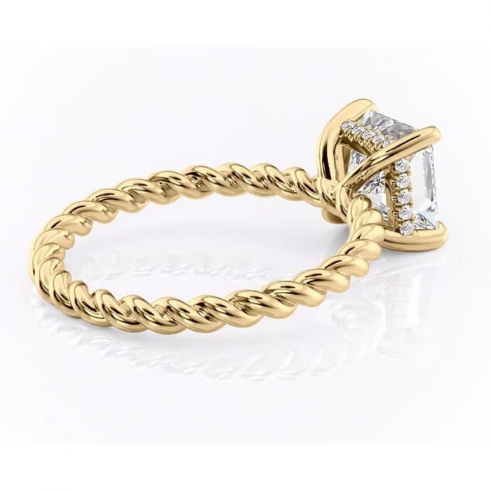 Inel de logodnă Anastasia din aur Galben 14kt cu moissanite tăietură princess – Solitar rafinată pentru profil înalt | Personalizează și configurează gratuit online [3]