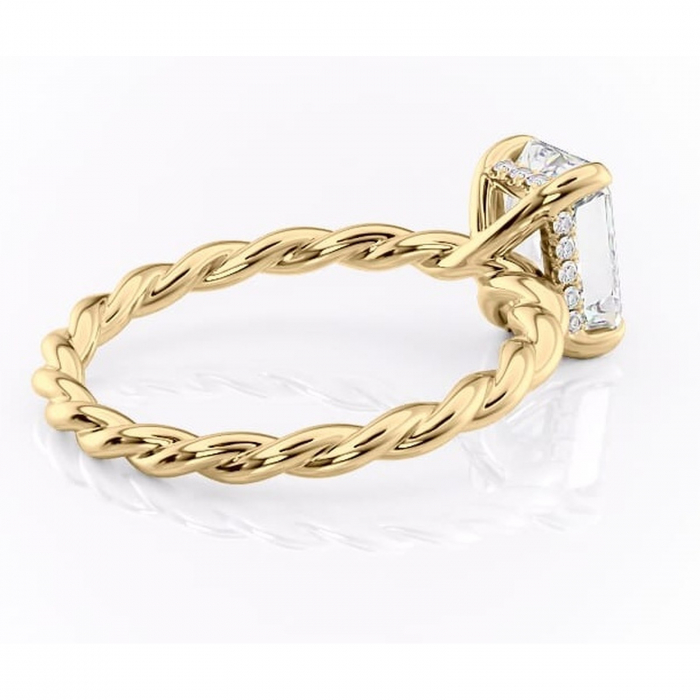 Inel de logodnă Anastasia din aur Galben 14kt cu moissanite tăietură radiantă – Solitar rafinată pentru profil înalt | Personalizează și configurează gratuit online [3]