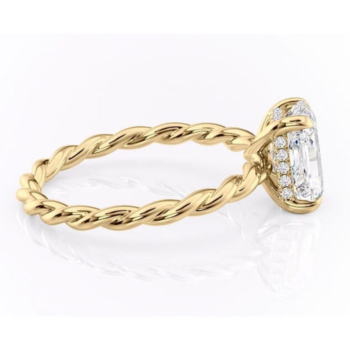 Inel de logodnă Anastasia din aur Galben 14kt cu moissanite tăietură radiantă – Solitar rafinată pentru profil înalt | Personalizează și configurează gratuit online [2]