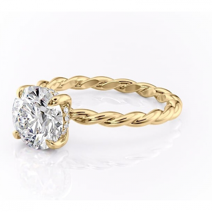 Inel de logodnă Anastasia din aur Galben 18kt cu moissanite tăietură rotundă – Solitar rafinată pentru profil înalt | Personalizează și configurează gratuit online [7]