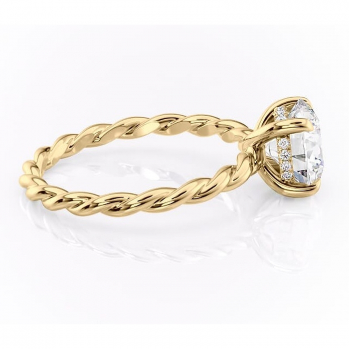 Inel de logodnă Anastasia din aur Galben 18kt cu moissanite tăietură rotundă – Solitar rafinată pentru profil înalt | Personalizează și configurează gratuit online [2]