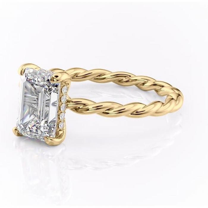 Inel de logodnă Anastasia din aur Galben 18kt cu moissanite tăietură smarald – Solitar rafinată pentru profil înalt | Personalizează și configurează gratuit online [7]