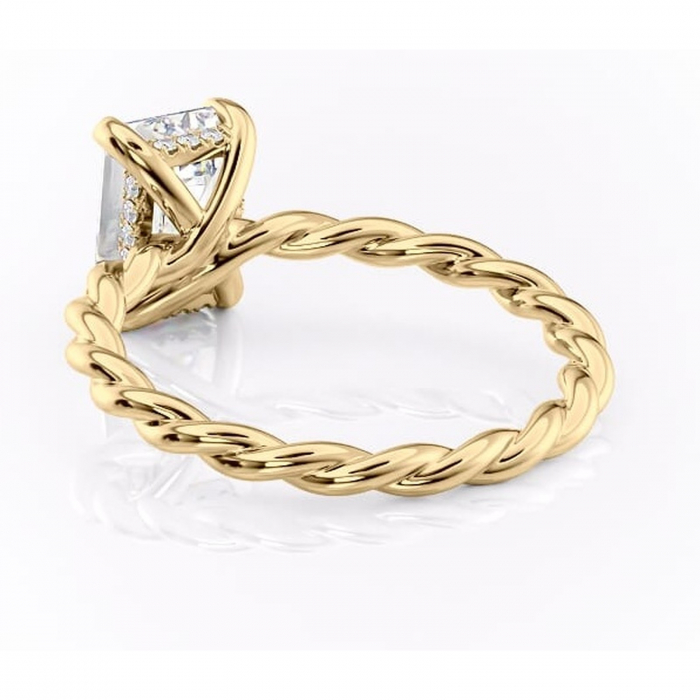 Inel de logodnă Anastasia din aur Galben 18kt cu moissanite tăietură smarald – Solitar rafinată pentru profil înalt | Personalizează și configurează gratuit online [4]