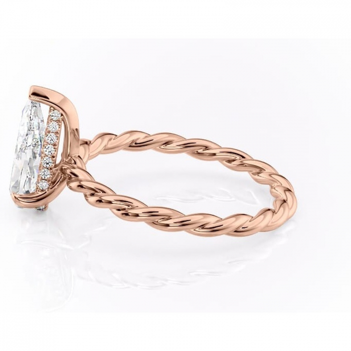 Inel de logodnă Anastasia din aur Rose 14kt cu moissanite tăietură pară – Solitar rafinată pentru profil înalt | Personalizează și configurează gratuit online [6]