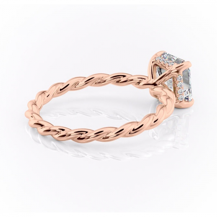 Inel de logodnă Anastasia din aur Rose 18kt cu moissanite tăietură asscher – Solitar rafinată pentru profil înalt | Personalizează și configurează gratuit online [3]