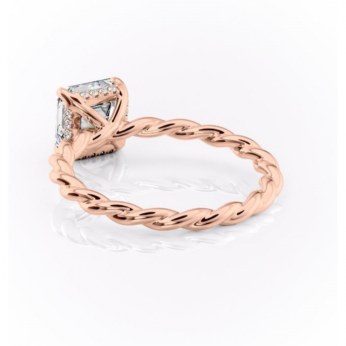 Inel de logodnă Anastasia din aur Rose 18kt cu moissanite tăietură asscher – Solitar rafinată pentru profil înalt | Personalizează și configurează gratuit online [4]