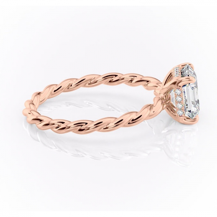 Inel de logodnă Anastasia din aur Rose 18kt cu moissanite tăietură asscher – Solitar rafinată pentru profil înalt | Personalizează și configurează gratuit online [2]