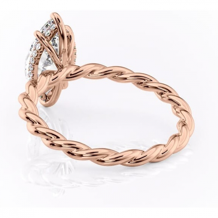 Inel de logodnă Anastasia din aur Rose 14kt cu moissanite tăietură marquise – Solitar rafinată pentru profil înalt | Personalizează și configurează gratuit online [4]