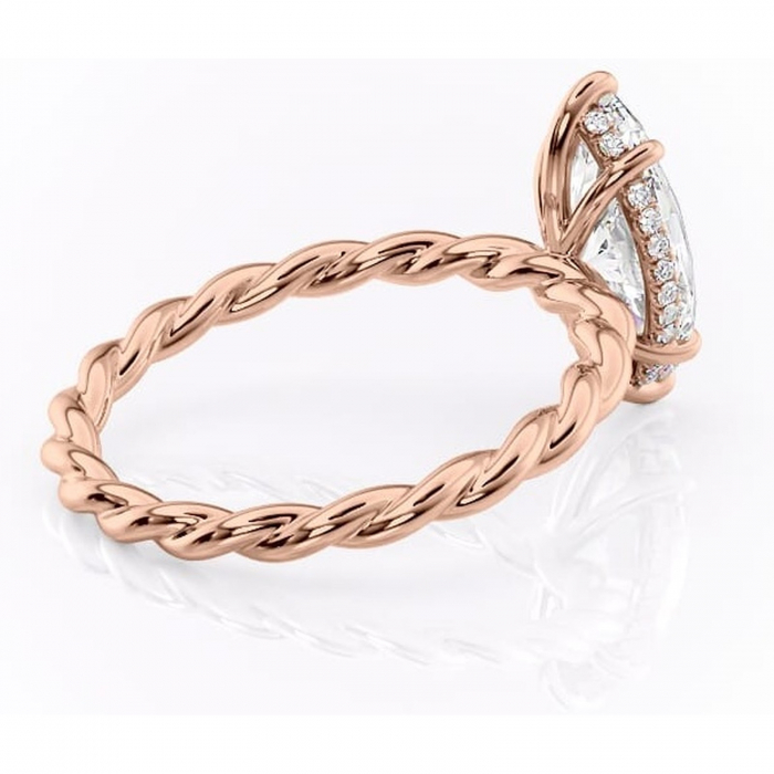 Inel de logodnă Anastasia din aur Rose 14kt cu moissanite tăietură marquise – Solitar rafinată pentru profil înalt | Personalizează și configurează gratuit online [3]