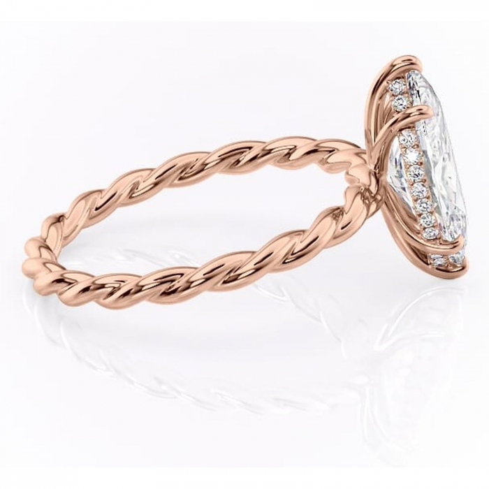 Inel de logodnă Anastasia din aur Rose 14kt cu moissanite tăietură marquise – Solitar rafinată pentru profil înalt | Personalizează și configurează gratuit online [2]