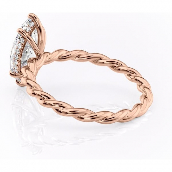 Inel de logodnă Anastasia din aur Rose 14kt cu moissanite tăietură marquise – Solitar rafinată pentru profil înalt | Personalizează și configurează gratuit online [5]