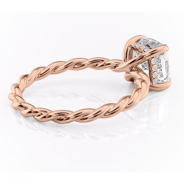 Inel de logodnă Anastasia din aur Rose 14kt cu moissanite tăietură pernă – Solitar rafinată pentru profil înalt | Personalizează și configurează gratuit online [3]