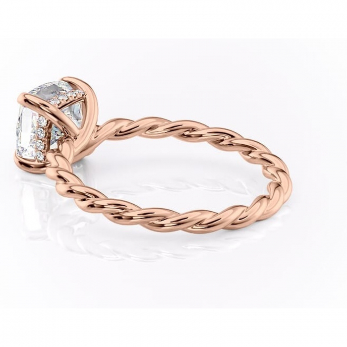 Inel de logodnă Anastasia din aur Rose 14kt cu moissanite tăietură pernă – Solitar rafinată pentru profil înalt | Personalizează și configurează gratuit online [5]