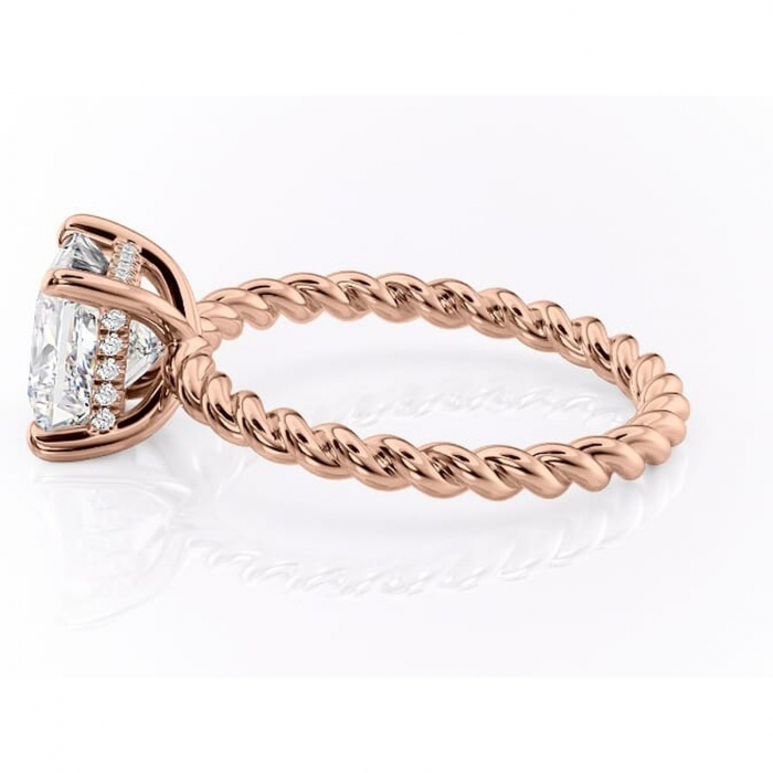 Inel de logodnă Anastasia din aur Rose 14kt cu moissanite tăietură princess – Solitar rafinată pentru profil înalt | Personalizează și configurează gratuit online [6]