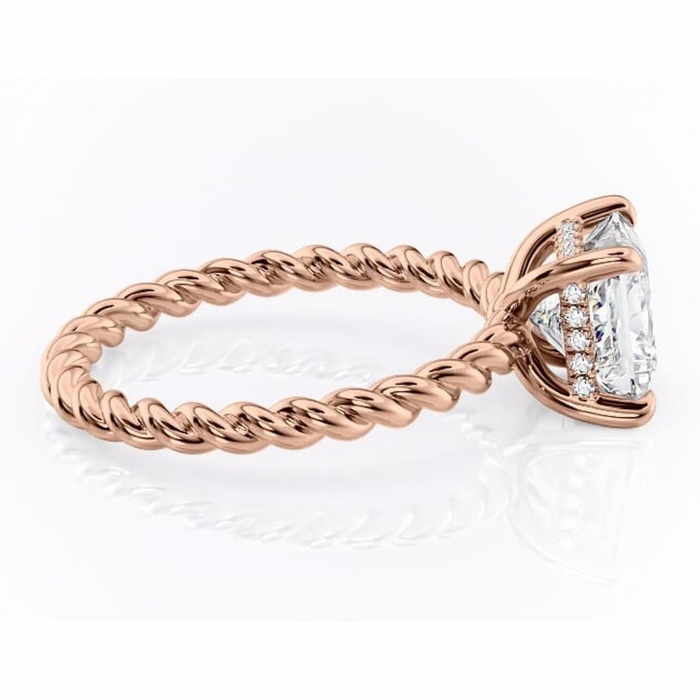 Inel de logodnă Anastasia din aur Rose 14kt cu moissanite tăietură princess – Solitar rafinată pentru profil înalt | Personalizează și configurează gratuit online [2]