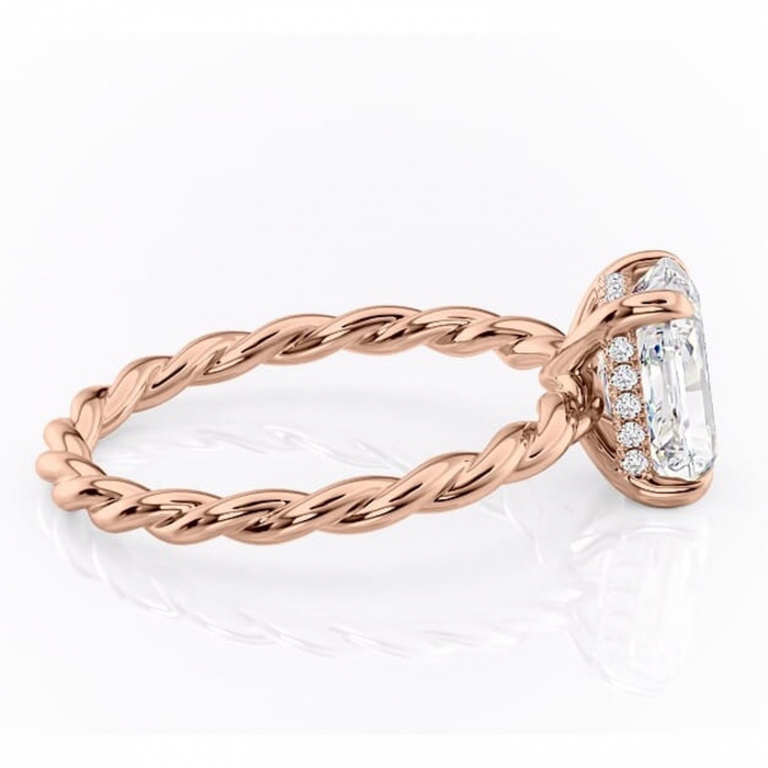 Inel de logodnă Anastasia din aur Rose 14kt cu moissanite tăietură radiantă – Solitar rafinată pentru profil înalt | Personalizează și configurează gratuit online [2]