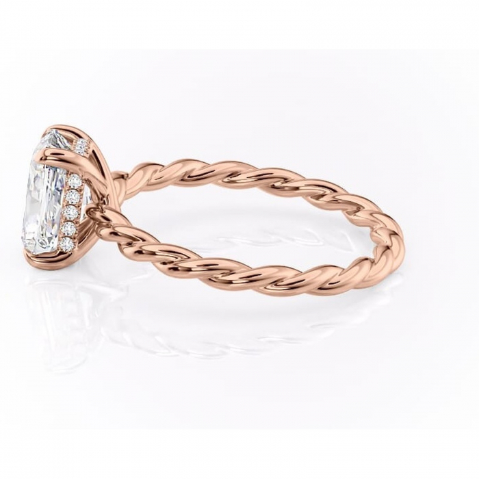 Inel de logodnă Anastasia din aur Rose 14kt cu moissanite tăietură radiantă – Solitar rafinată pentru profil înalt | Personalizează și configurează gratuit online [6]