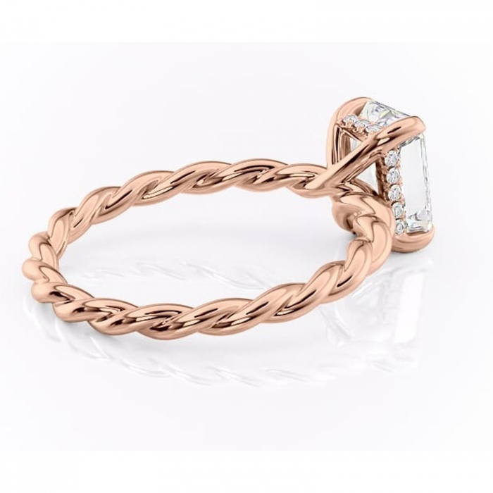 Inel de logodnă Anastasia din aur Rose 14kt cu moissanite tăietură radiantă – Solitar rafinată pentru profil înalt | Personalizează și configurează gratuit online [3]