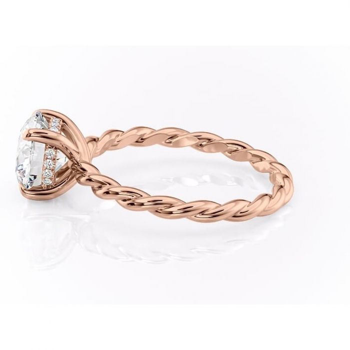 Inel de logodnă Anastasia din aur Rose 14kt cu moissanite tăietură rotundă – Solitar rafinată pentru profil înalt | Personalizează și configurează gratuit online [6]