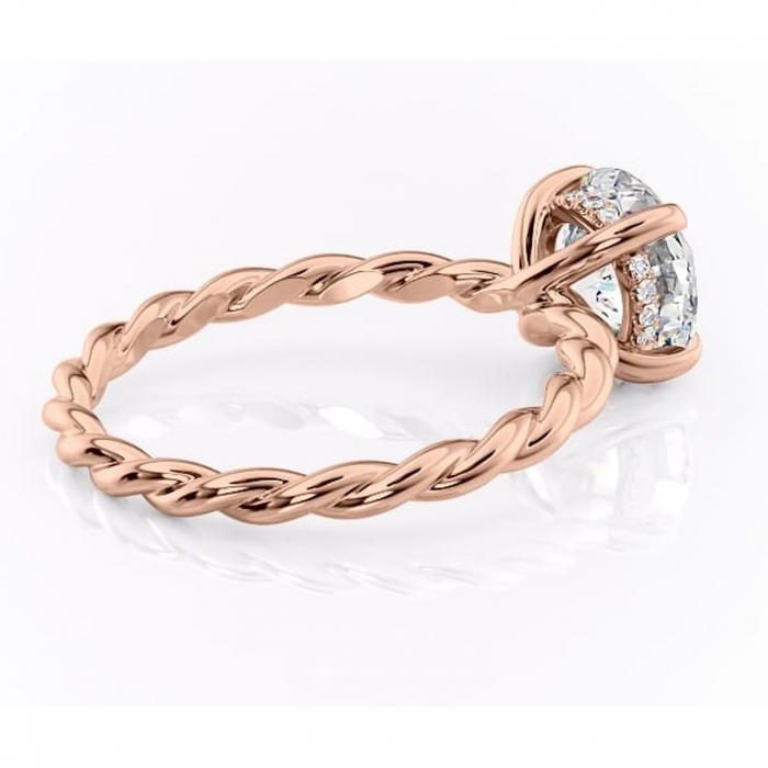 Inel de logodnă Anastasia din aur Rose 14kt cu moissanite tăietură rotundă – Solitar rafinată pentru profil înalt | Personalizează și configurează gratuit online [3]