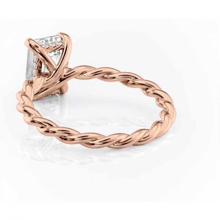 Inel de logodnă Anastasia din aur Rose 18kt cu moissanite tăietură smarald – Solitar rafinată pentru profil înalt | Personalizează și configurează gratuit online [4]