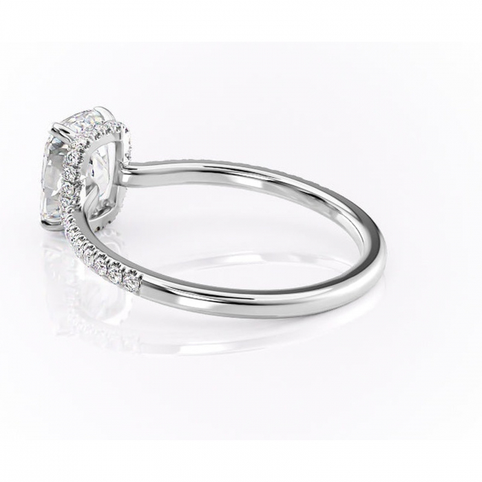 Inel de logodnă Arabella din aur Alb 14kt cu moissanite tăietură asscher – Montură pavé rafinată pentru profil jos | Personalizează și configurează gratuit online [5]