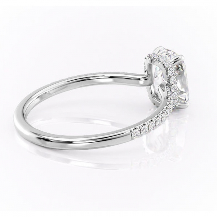 Inel de logodnă Arabella din aur Alb 14kt cu moissanite tăietură asscher – Montură pavé rafinată pentru profil jos | Personalizează și configurează gratuit online [3]