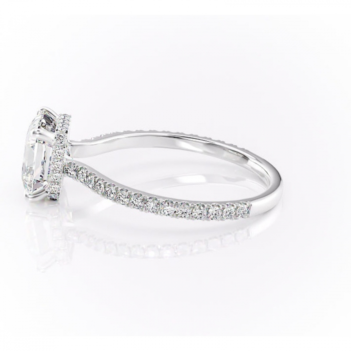 Inel de logodnă Arabella din aur Alb 14kt cu moissanite tăietură asscher – Montură pavé rafinată pentru profil jos | Personalizează și configurează gratuit online [6]