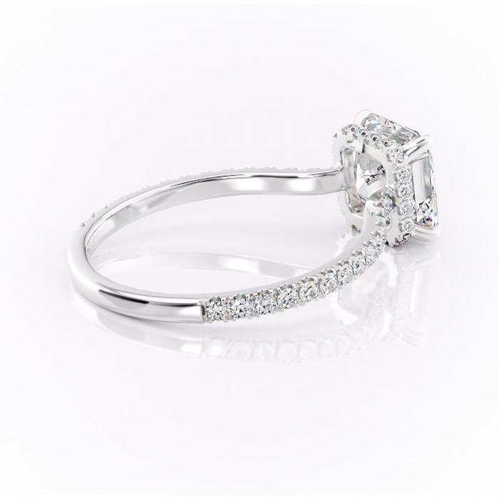 Inel de logodnă Arabella din aur Alb 14kt cu moissanite tăietură asscher – Montură pavé rafinată pentru profil jos | Personalizează și configurează gratuit online [3]