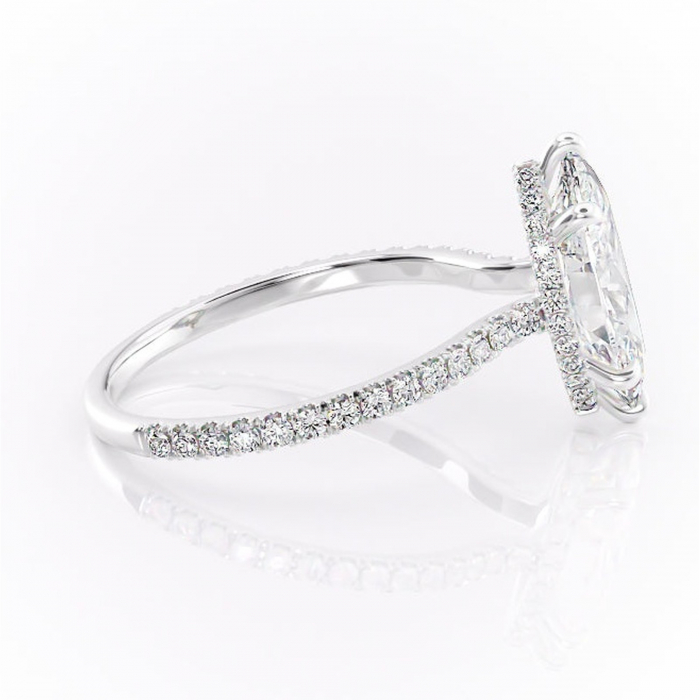 Inel de logodnă Arabella din aur Alb 14kt cu moissanite tăietură marquise – Montură pavé rafinată pentru profil jos | Personalizează și configurează gratuit online [2]