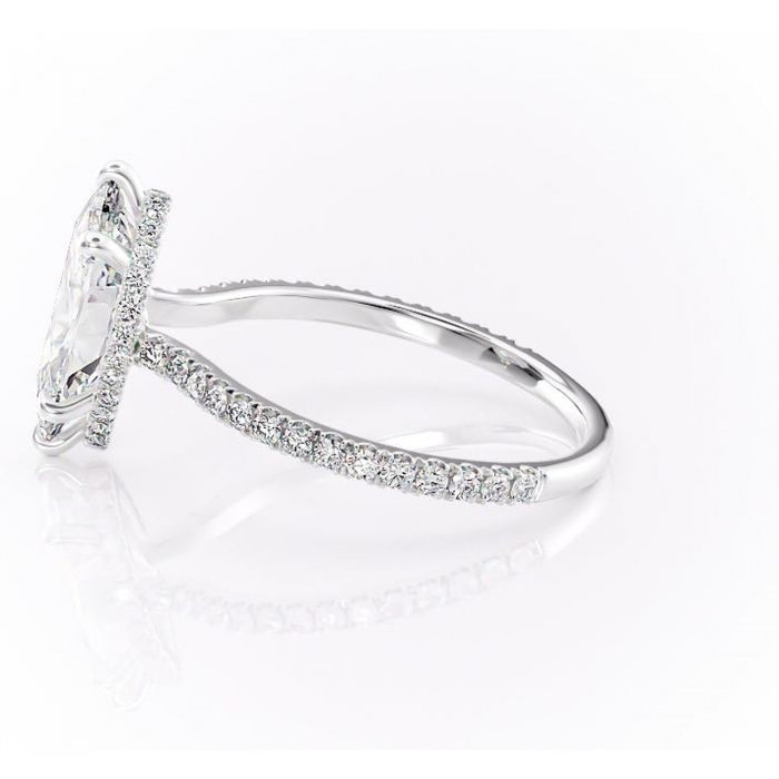 Inel de logodnă Arabella din aur Alb 14kt cu moissanite tăietură marquise – Montură pavé rafinată pentru profil jos | Personalizează și configurează gratuit online [6]
