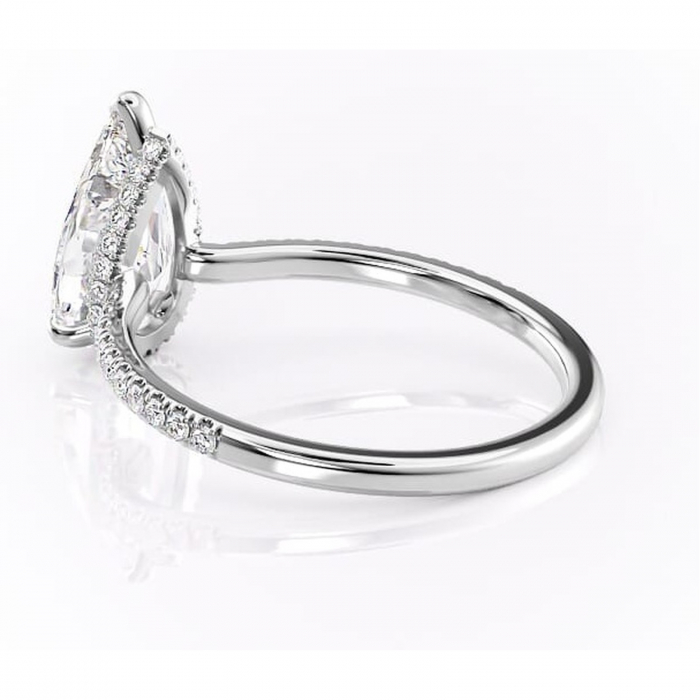 Inel de logodnă Arabella din aur Alb 14kt cu moissanite tăietură pară – Montură pavé rafinată pentru profil jos | Personalizează și configurează gratuit online [5]